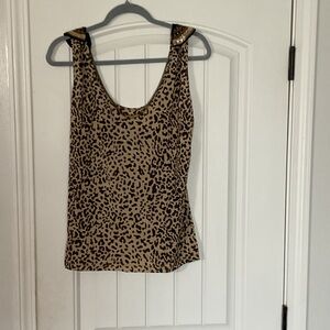 Kardashian Kollection Black and Tan Leopard Tank Top